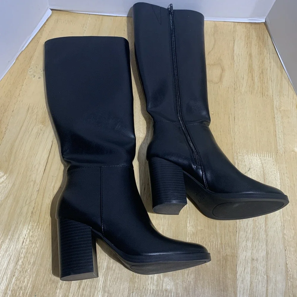 Unisa Lanna-J Black Knee High Women's Boots Sz 6M New Block Heel Retail $115